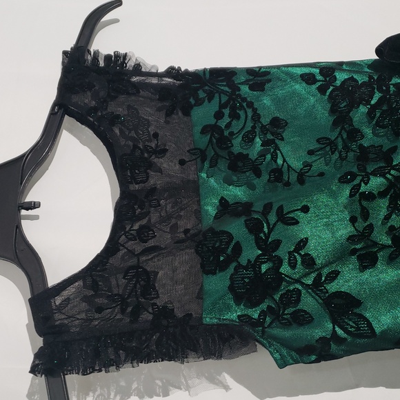 Girl' Elegant Green and Black Holiday Party Dress Size 10 Tulle Petticoat - Picture 3 of 16